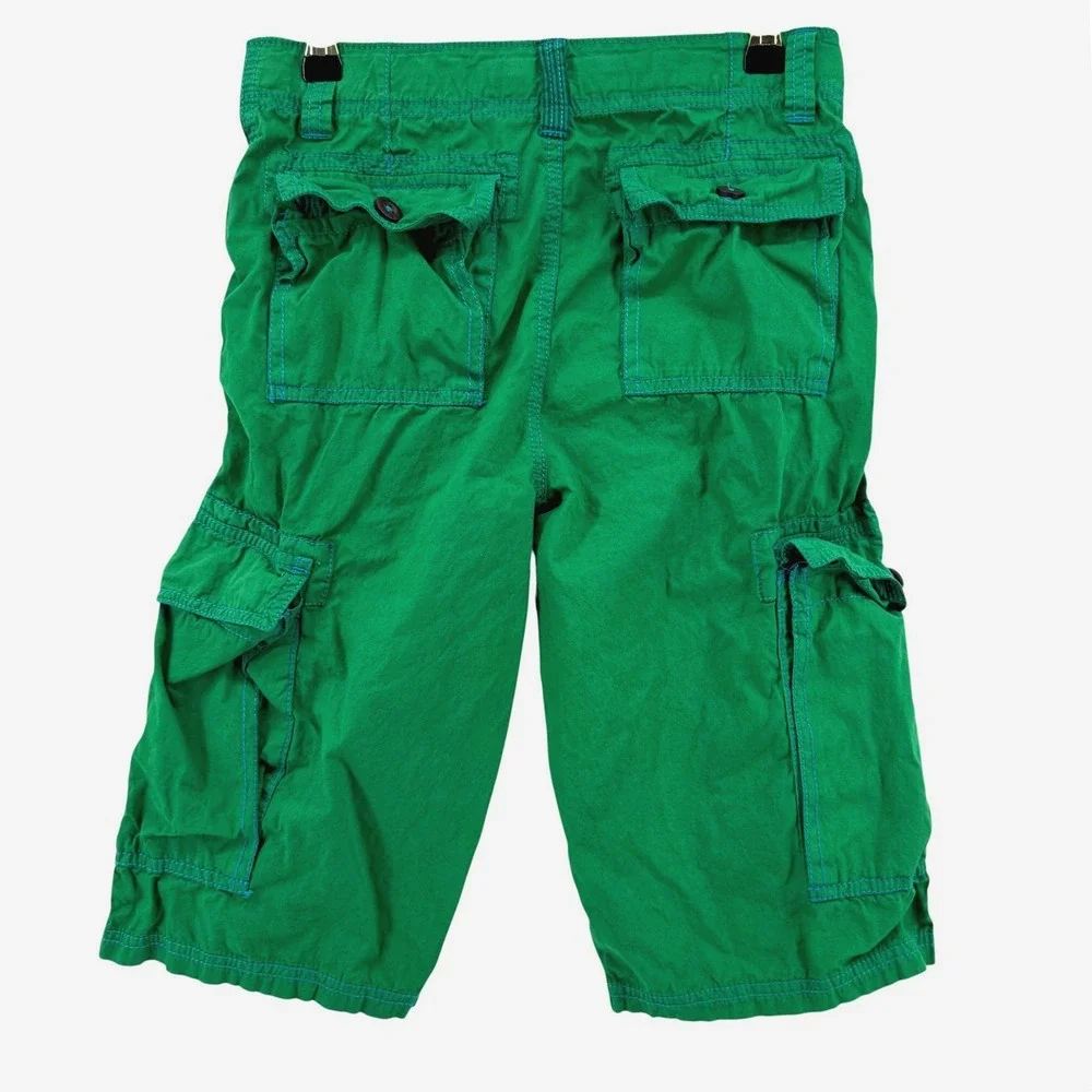 Mini Boden Boys Green Cotton Techno Cargo Shorts Adjustable Waist Size 12Y Skate - Picture 2 of 8